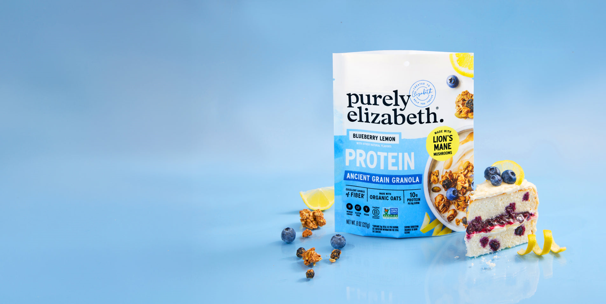 Lemon blueberry protein granola package