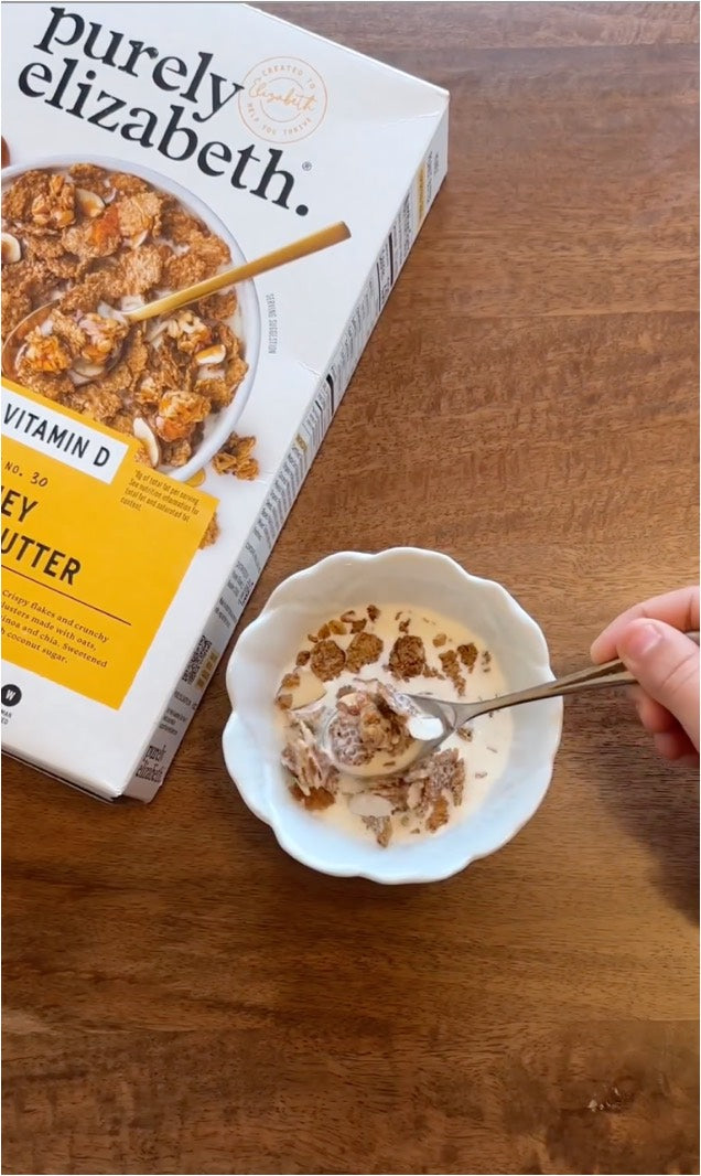 Purely Elizabeth cereal served with milk